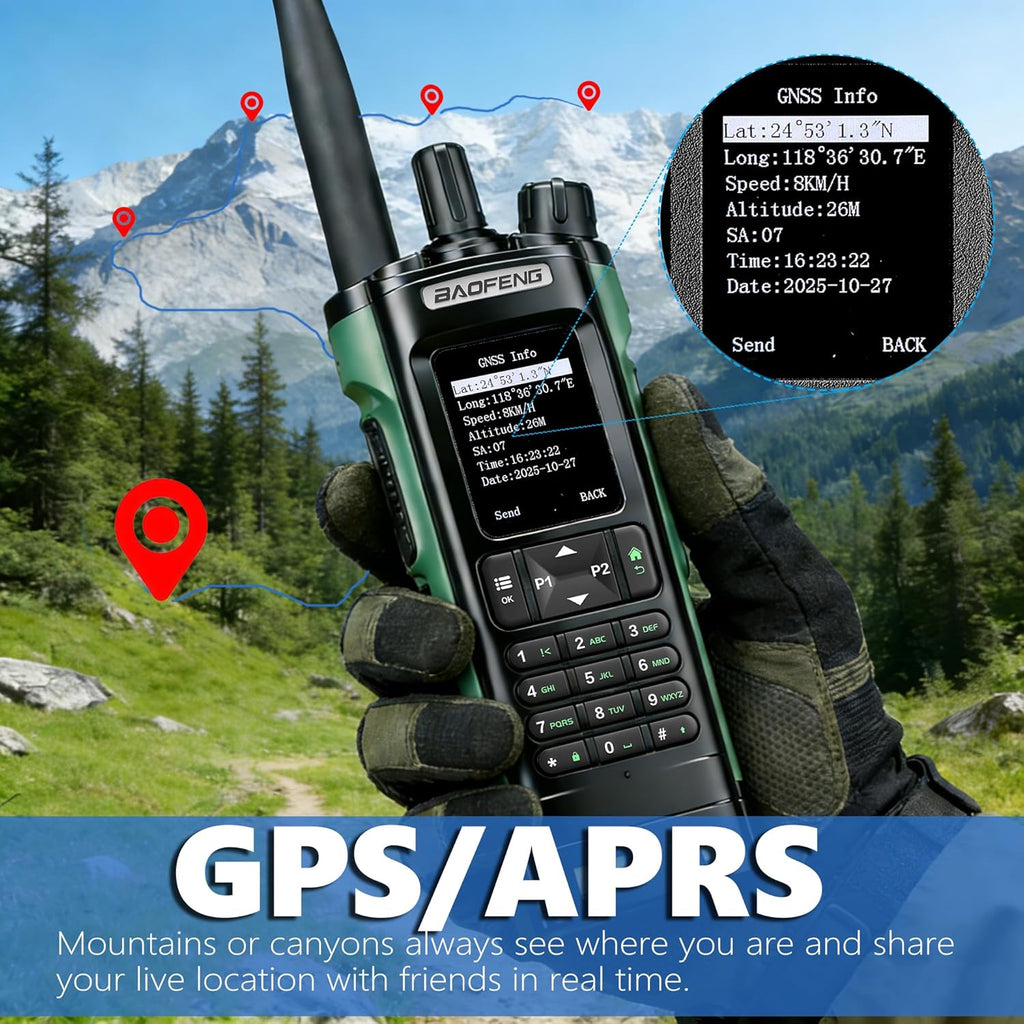 BAOFENG DM32 DMR Radio,DM-32UV Digital Two-Way Radio,Long Range Walkie Talkies,10W Handheld Ham Radio with GPS & APRS,NOAA | Tactical Antenna, MOLLE Bag & Comms Card | Programming & Type-C Charging