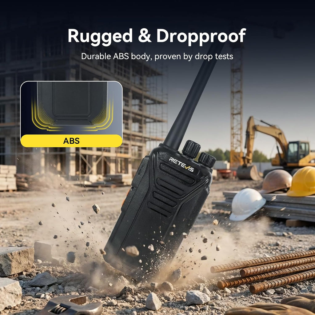 Retevis RT27 Walkie Talkies for Adults, Heavy Duty Two Way Radios, VOX Hands Free, Local Alarm, Rugged 2 Way Radio (6 Pack) with Six-Way Charger, for School Construction Site Manufacturing Restaurant