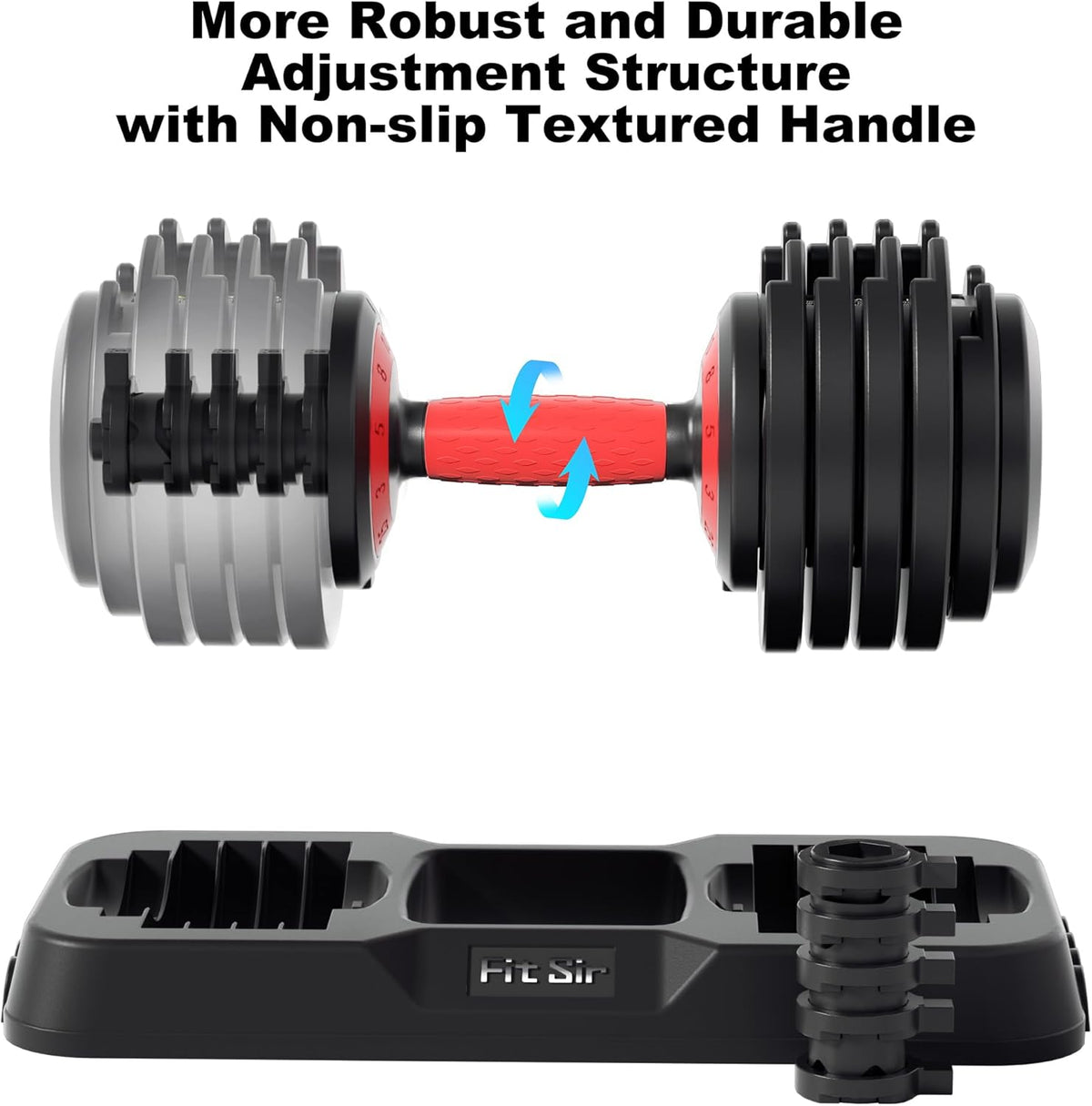 Adjustable Dumbbell Set, 10-in-1 25LB/55LB Ajustable Dumbbells with Safe Locking System, Enclosed Storage Tray, 1 Sec Fast Adjustment, Comfortable Non-Slip Textured Grip, Suitable for Home Gym Workouts Men and Women
