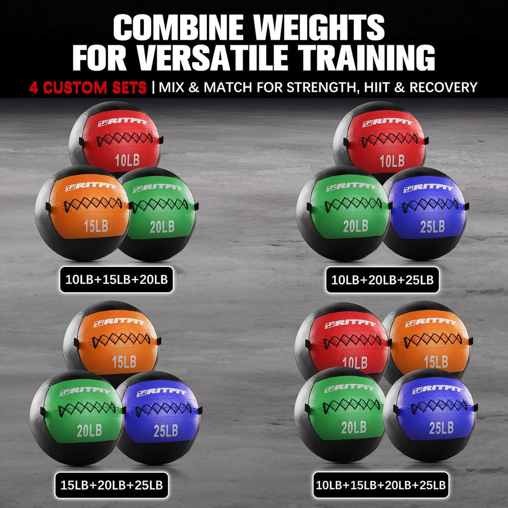 RitFit Soft Medicine Ball/Wall Ball for Strength and Conditioning Workouts, Core Training