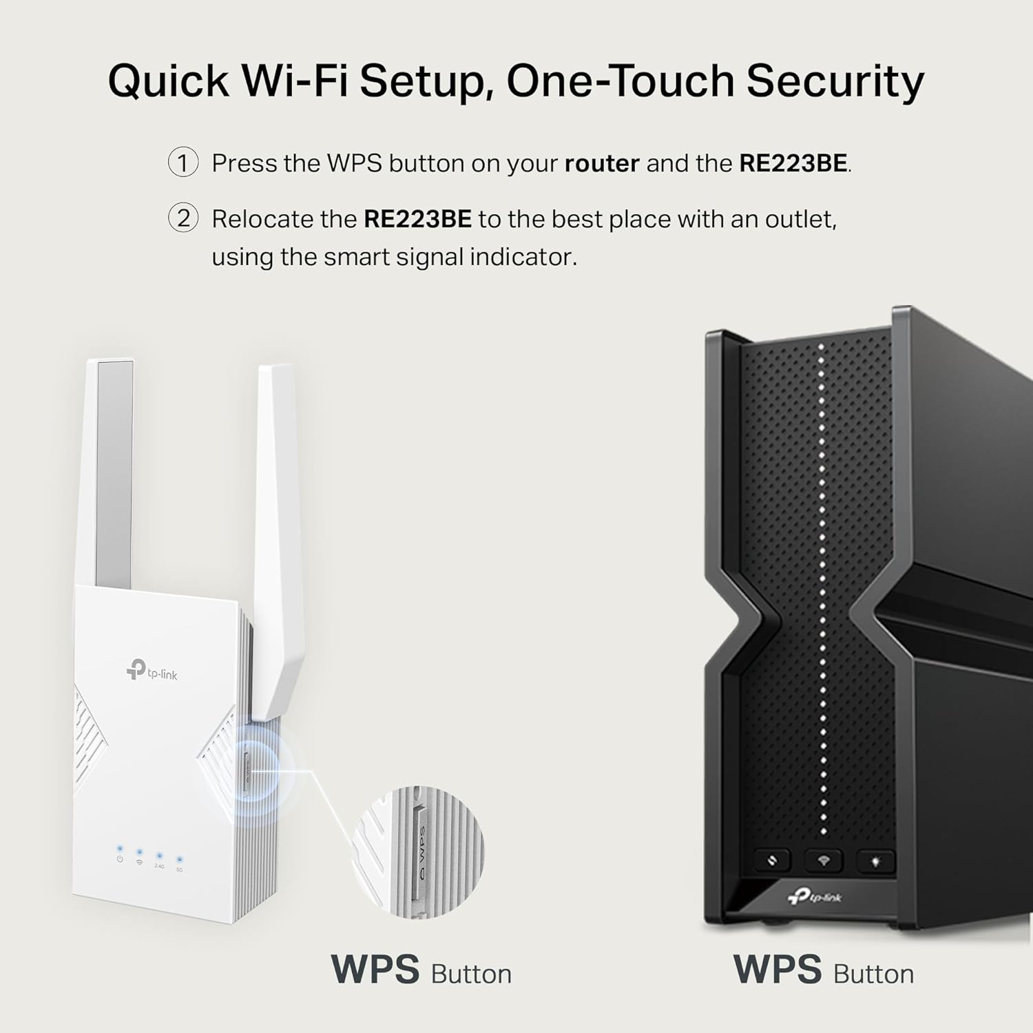 TP-Link BE3200 Wi-Fi 7 Range Extender RE223BE w/Ethernet Port | 3.2 Gbps Dual-Band Wireless Repeater | Internet Signal Booster for Home | Up to 2400 sq.ft, 64 Devices | MLO, EasyMesh | No 6 GHz Band