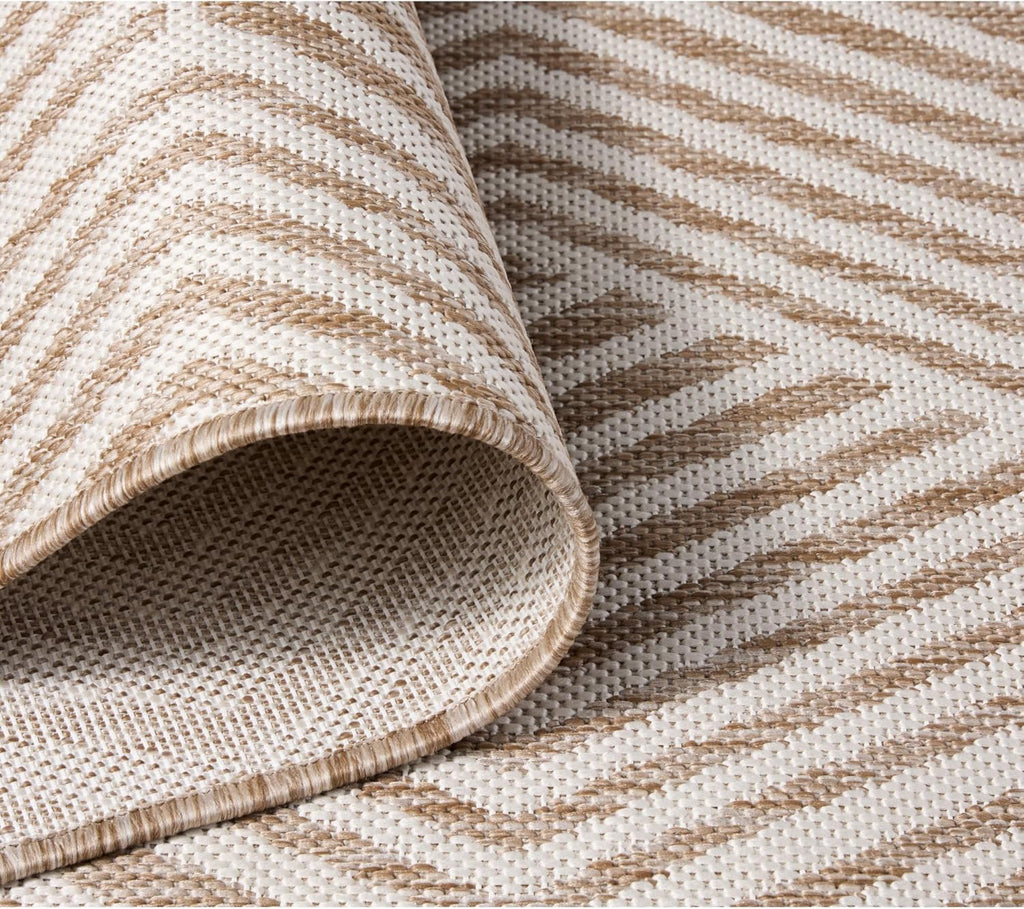 Nicole Miller New York Patio Country Ombre Geo Indoor Outdoor Area Rug, UV Fade Resistant, Low Pile, Beige/Cream, 7'9"x10'2"