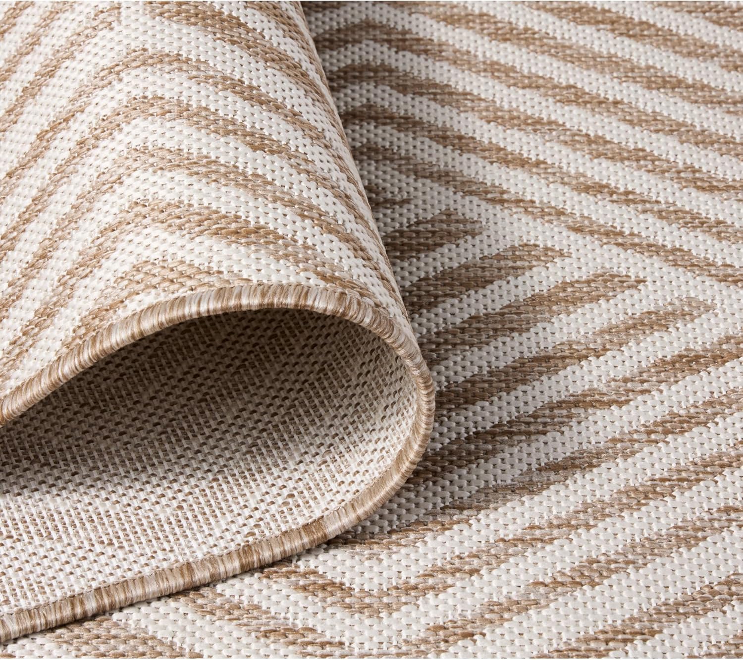 Nicole Miller New York Patio Country Ombre Geo Indoor Outdoor Area Rug, UV Fade Resistant, Low Pile, Beige/Cream, 7'9"x10'2"