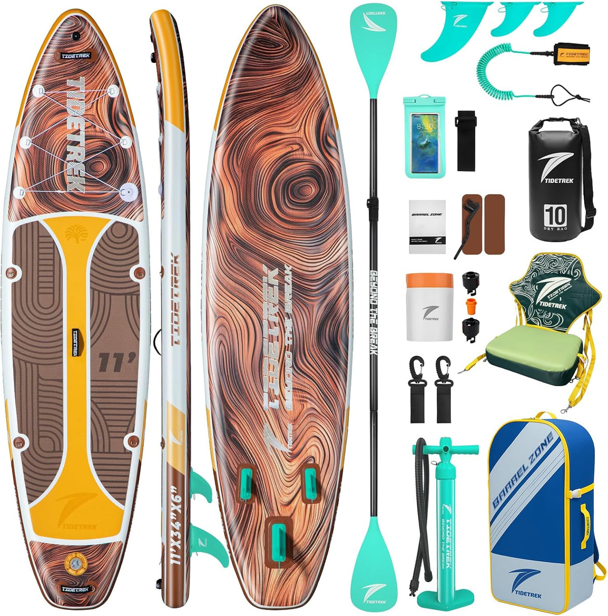11'/11'6" x 33"/34" x 6" Inflatable SUP Paddle Board – Extra-Wide, Stable Stand Up Paddle Board with Premium Full Accessory Set for Adults & Youth