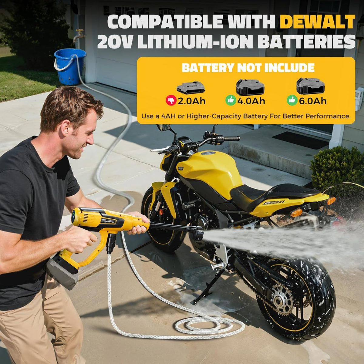 Ecarke 1200PSI Car Cleaning Tools Compatible with DeWalt 20V Batteries, 6-in-1 Nozzle Foam Cannon for Car Floor (Tool Only, No Battery Included)