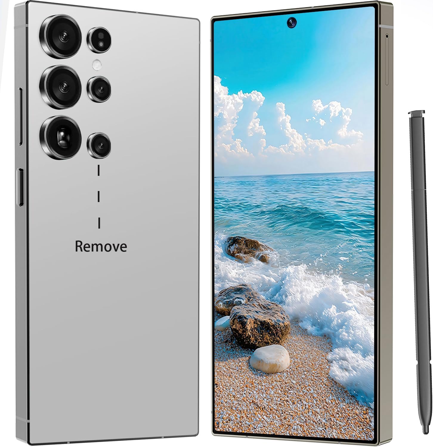 I24 Ultra 5G Unlocked Phones 8+512GB Android13 Smartphone Battery 6800mAh 6.9" HD Screen Unlocked Cell Phone,48MP+108MP Camera/Face ID/5G/Fingerprint Lock/Dual SIM/GPS (White)