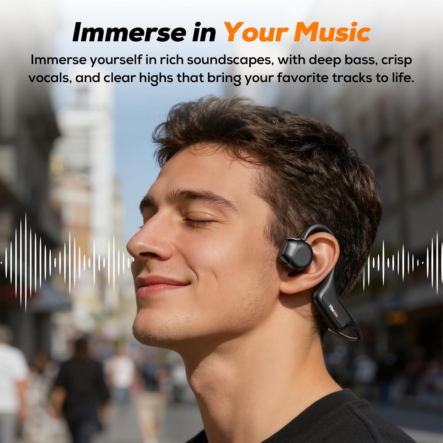 MusicCam World's 1st Bone Conduction Headphones with Camera, Hand-Free POV Camera Headphones, IP68 Water & Sweat Resistant, AI Functions, Open-Ear Bluetooth Wireless Sport Earphones with APP