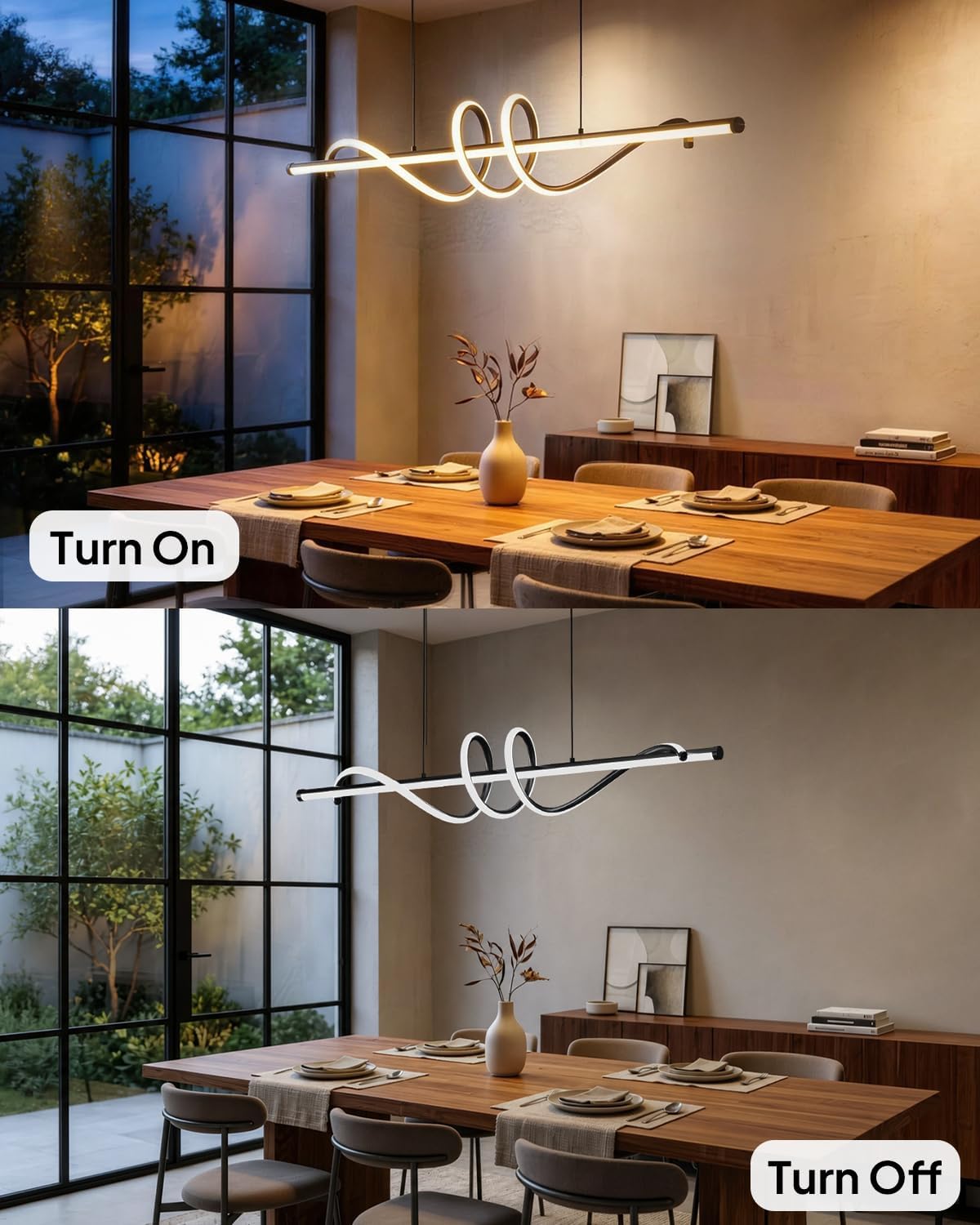 39.4in Linear Pendant Light, Led Chandelier Dimmable with Remote Control, 3000K-6000K Adjustable Color Temperature Island Light, Dining Room Light Fixture for Kitchen, Living Room