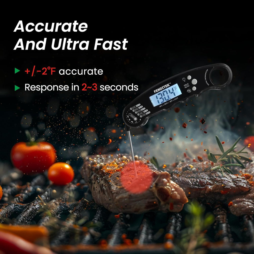 Digital Meat Thermometer, Waterproof Instant Read Cooking Thermometer with LCD Backlight, Magnetic Back for Kitchen, Baking, Sous Vide, Outdoor Grilling,Candy