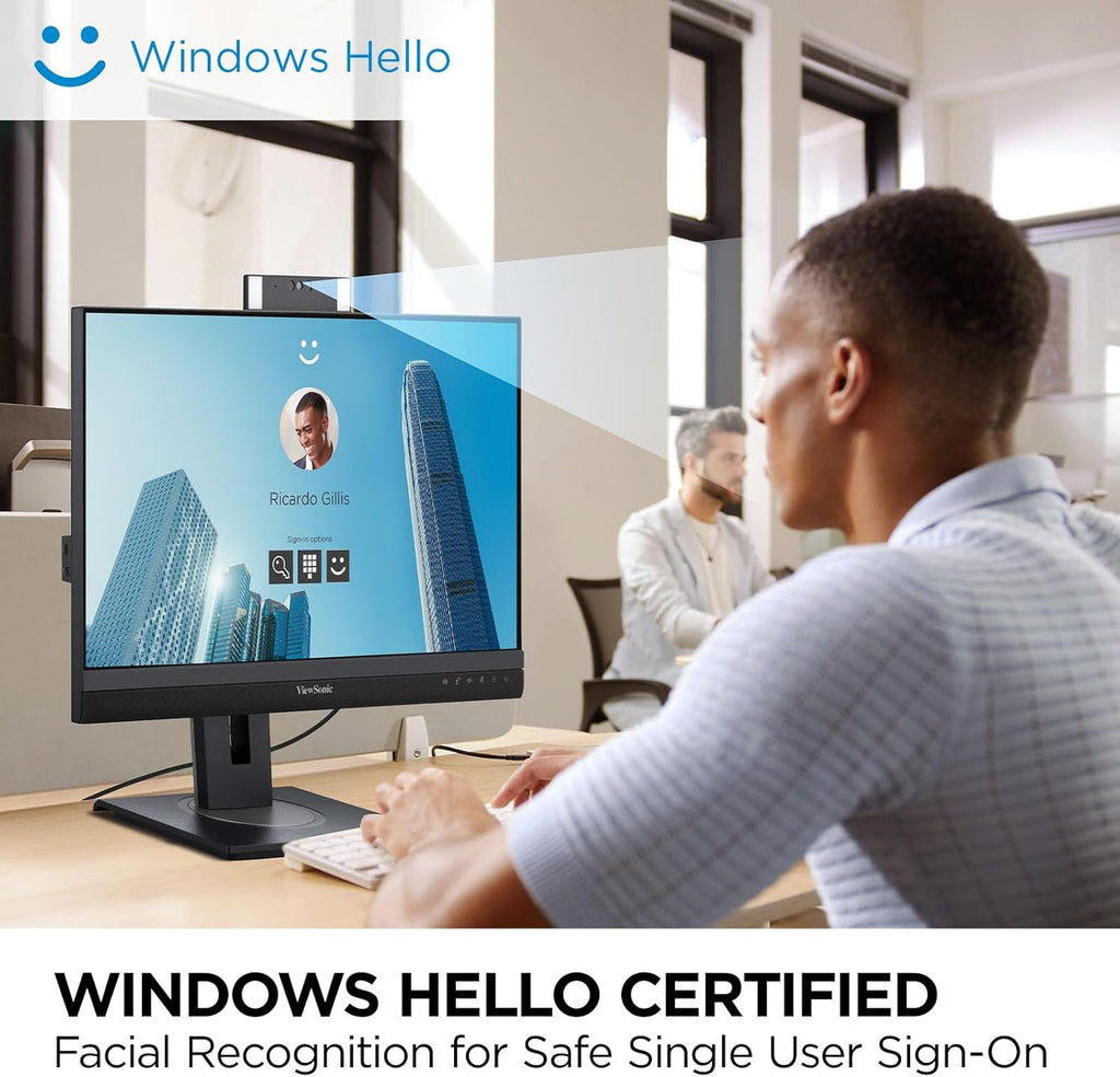 ViewSonic VG2757V-2K 27 Inch 1440p Video Conference Docking Monitor with Windows Hello Compatible IR Webcam, Advanced Ergonomics, and 90W USB C for Home and Office (Renewed)