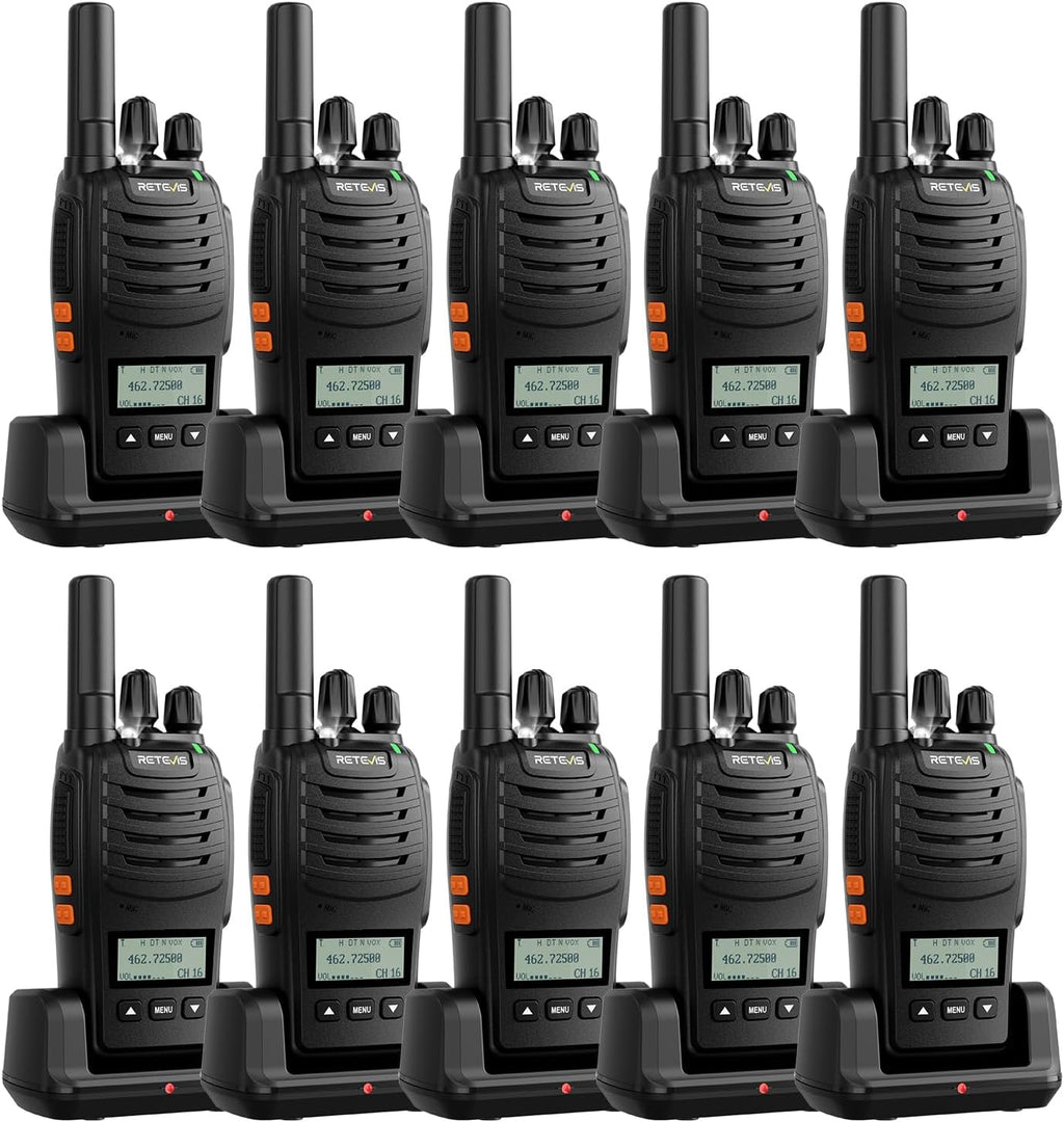 Retevis H777D Walkie Talkies Long Range with LCD Screen, USB -C Charging, Portable FRS Two Way Radios for Adults, Handsfree, Durable Walkie Talkie for Restaurant Retail Warehouse School(10 Pack)