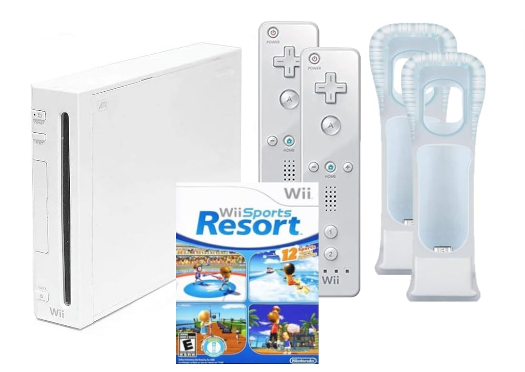 Wii Console System with Wii Sports Resort Game, Wii Fit Game, Balance Board, and 2 MotionPlus Attachments (Renewed)