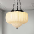 14" Vintage Milk Glass Pendant Light, Mid-Century Modern Schoolhouse Ceiling Chandelier, Vintage White Opal Flush Hanging Fixture for Kitchen Island, Dining Room, Bedroom, Living Room