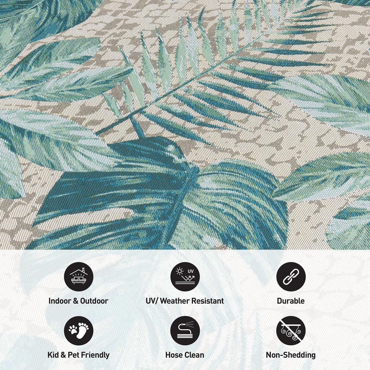 Rugshop Blue Contemporary Tropical Floral Indoor/Outdoor Area Rug — Weather Resistant for Living Room, Dining Room and Office, 6'6" x 9'