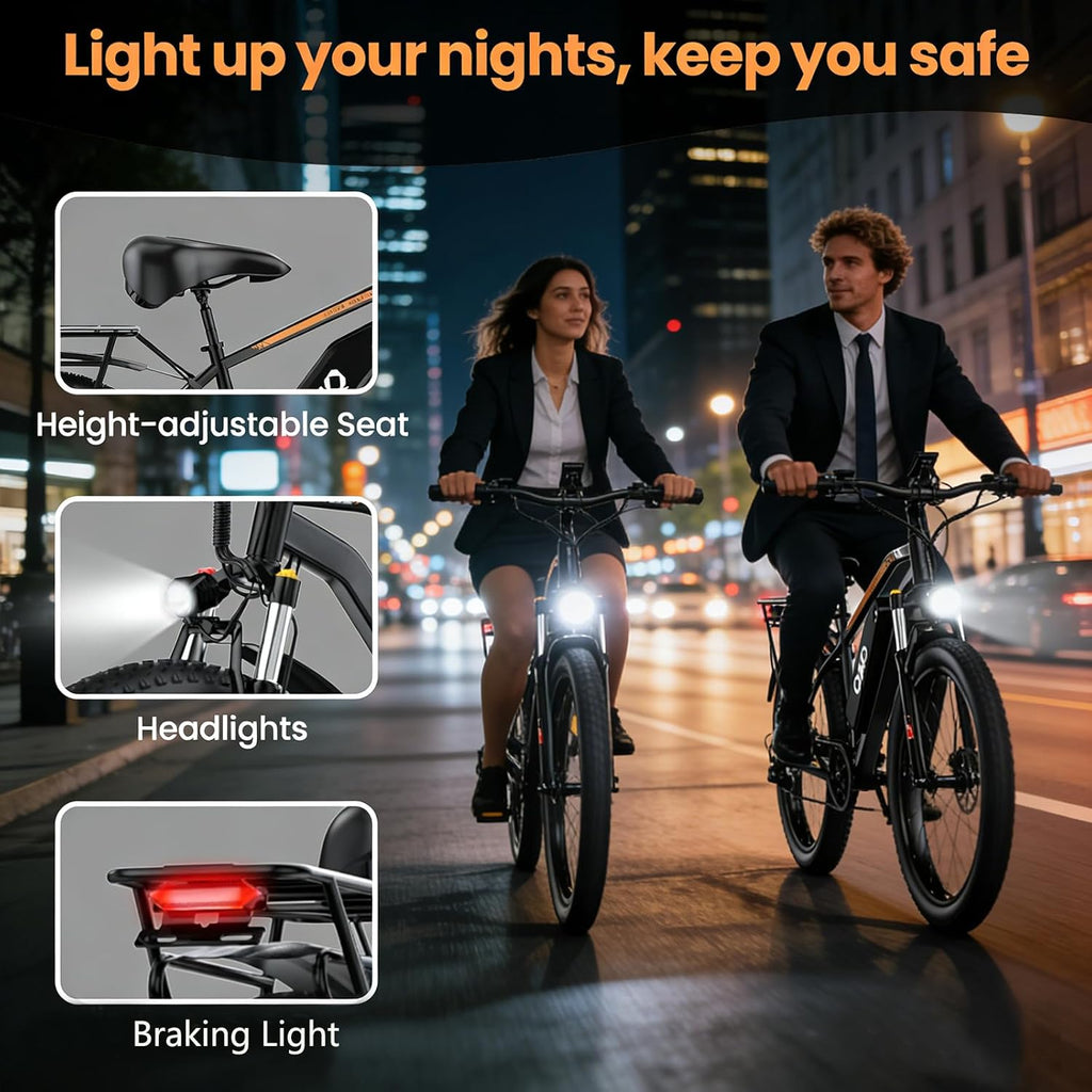 Electric Bike for Adults, 1500W Peak Motor 28MPH, 48V 15AH Removable Battery, 60Miles Range, UL 2849 Certified, 26*4 Fat Tire Ebike Dual Disc Brakes, Shimano 7-Speed for Commute & Outdoor Adventure