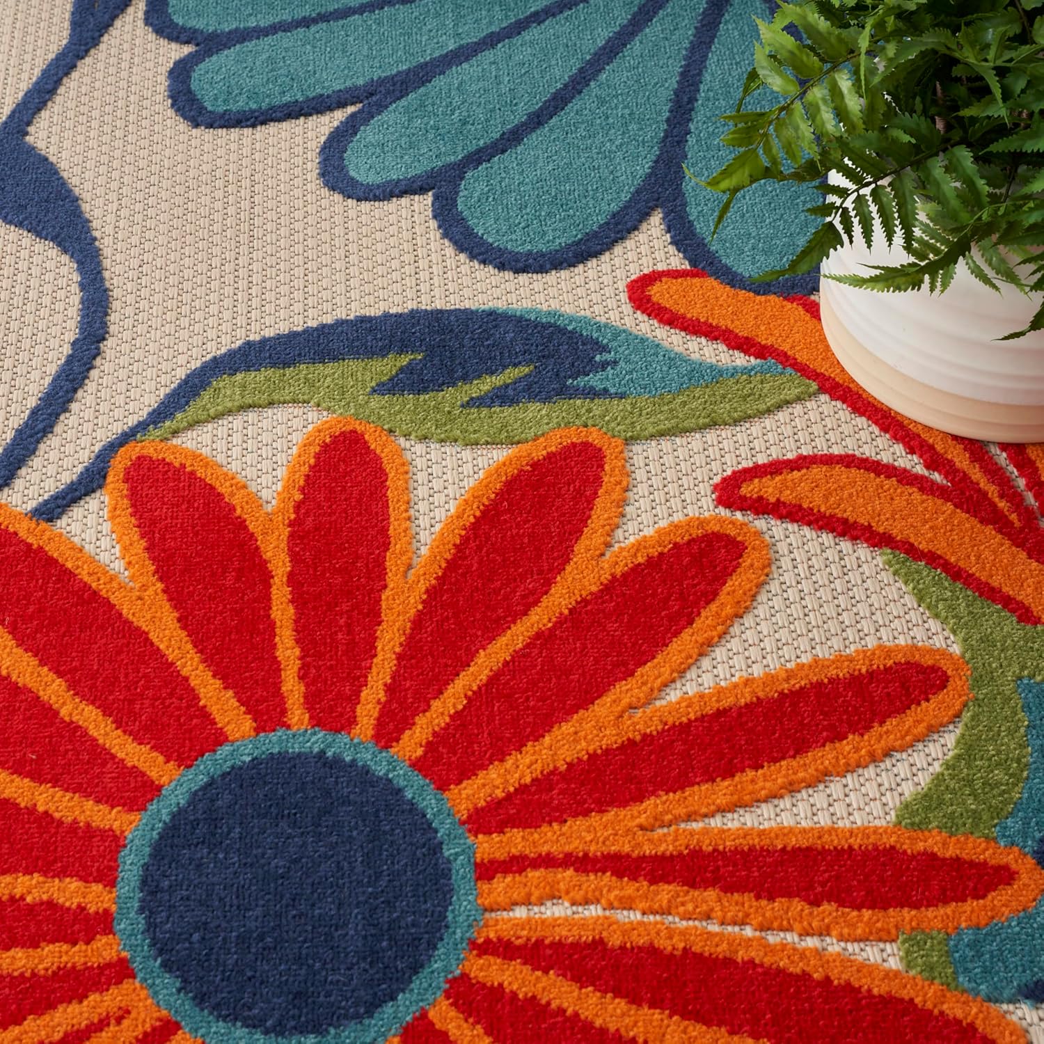 Nourison Home Aloha Multicolor 9' x 12' Area Rug - Easy Clean, Non Shedding, Bed Room, Living Room, Dining Room, Kitchen (9' x 12')
