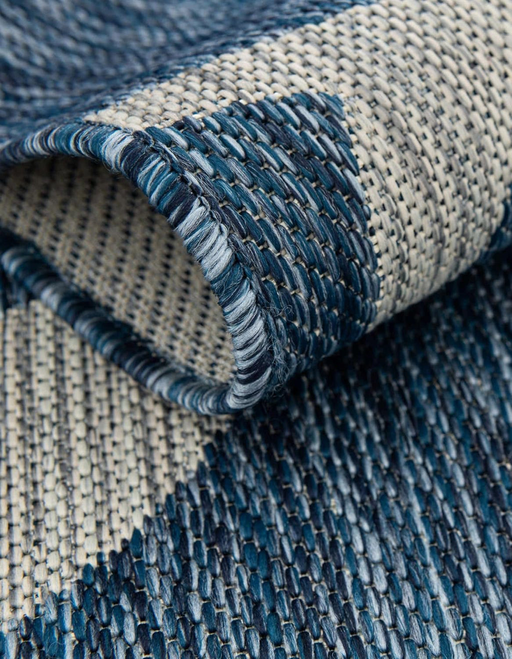 Unique Loom Outdoor Botanical Collection Area Rug - Curl (13' Square, Blue/ Ivory)