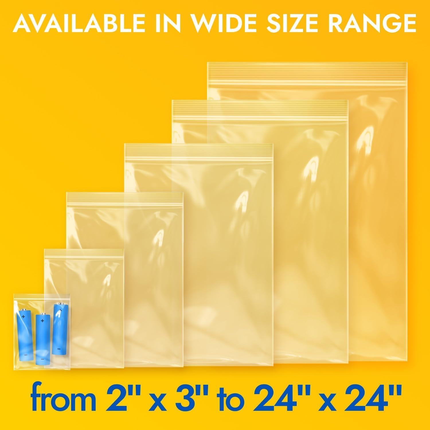 Extra Thick 8 Mil Reclosable Zip Bags 3" x 5", Pack of 50, Extra Durability, Waterproof, Heavy-Duty, Poly Zip Seal Lock Clear Resealable Bags