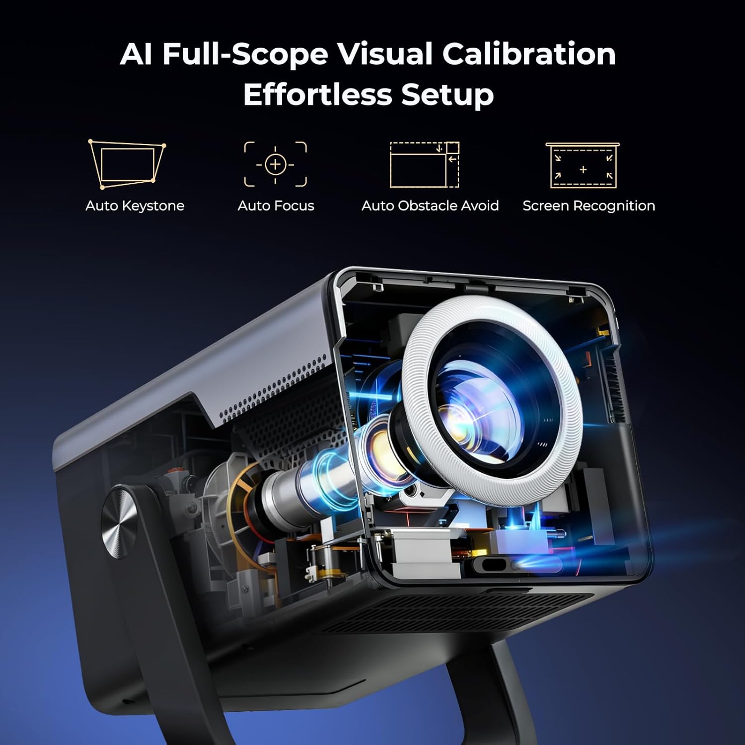 2000 ANSI Daylight Visible Native 1080P Smart Video Projector 4K 8K Input, Android 14 Projecteur Portatif with HiFi Sound, Auto Focus & Keystone, WiFi Bluetooth Home Theater for iPhone/Netflix X7