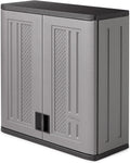 Suncast Wall Storage Cabinet for Garage Organization - 4 Cu. Ft. Wall Mounted Garage Cabinet with Shelf for Garden Supplies, Paint Cans & Outdoor Tools, Multi-Wall Resin Construction, Platinum