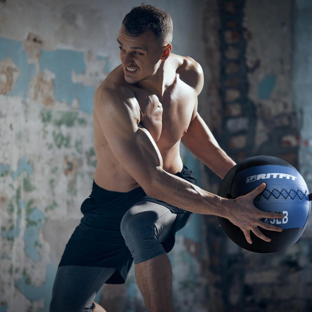 RitFit Soft Medicine Ball/Wall Ball for Strength and Conditioning Workouts, Core Training