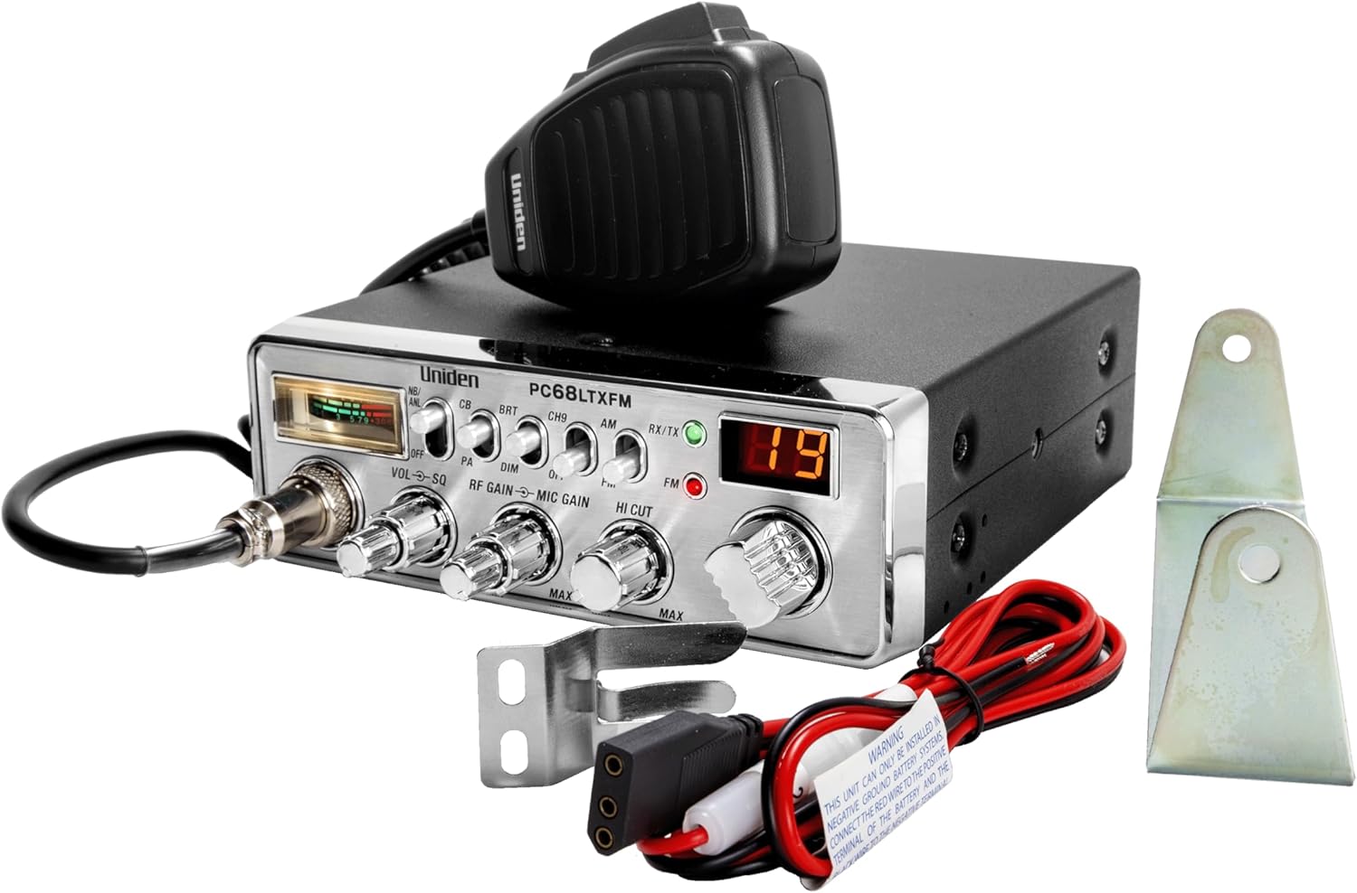 Uniden PC68LTXFM Professional 40-Channel CB Radio with Dual-Mode AM/FM, Integrated SWR Meter, PA/CB Function, Hi Cut, RF/Mic Gain Control, and Instant Channel 9