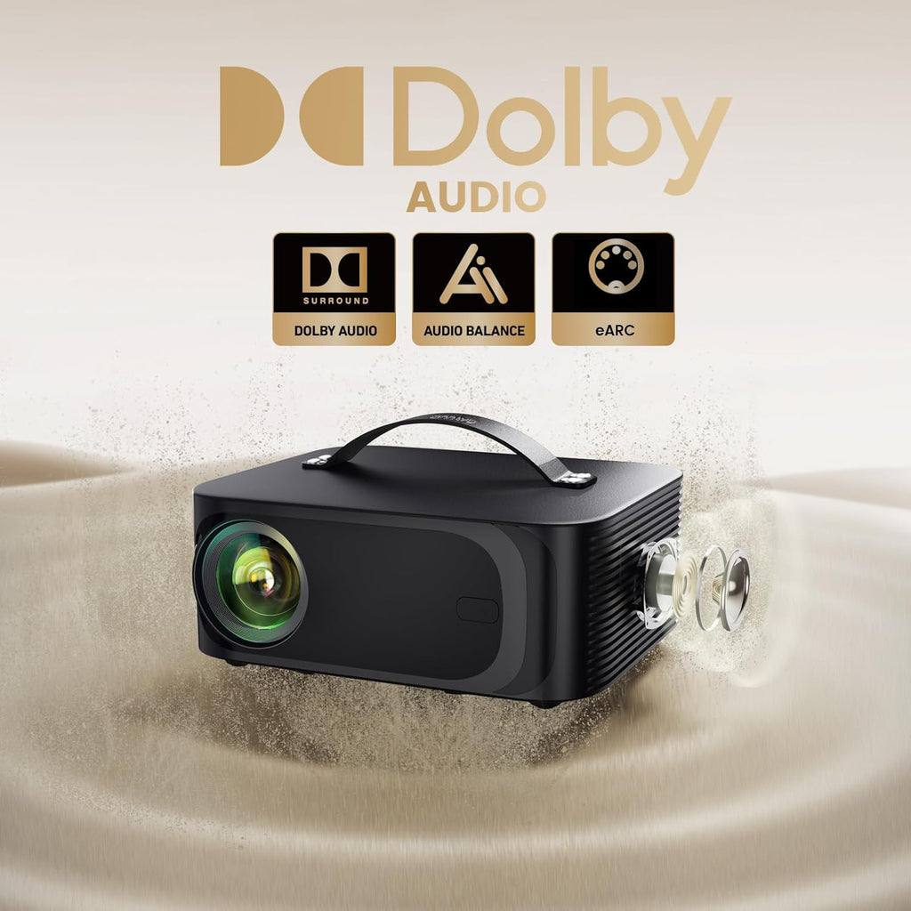 Outdoor-Projector-4K with WiFi and Bluetooth: 3000 Brightness/50W DoIby/Built-in APPs Portable-Projector Smart OS 2.0&AI Auto Focus, ONOAYO Movie Proyector Compatible with Netflix/YouTube/PrimeVideo