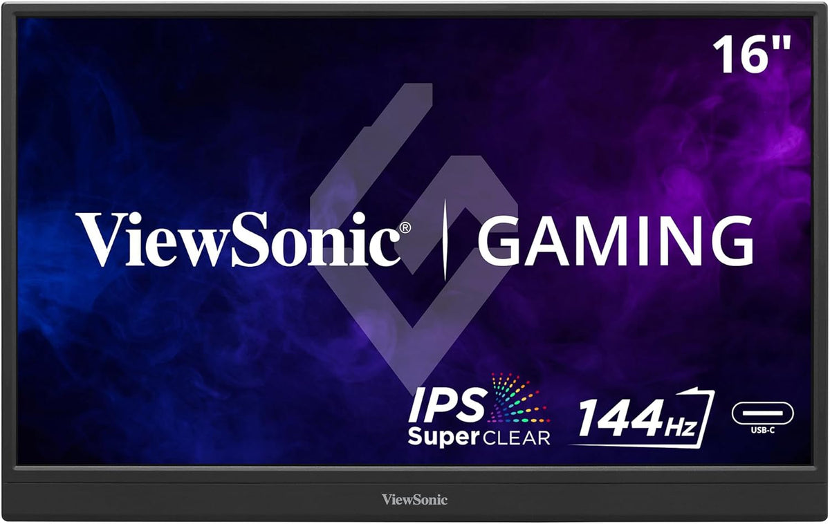 ViewSonic VX1654 16 Inch 1080p Portable IPS Gaming Monitor with 144Hz, AMD FreeSync, 2 Way Powered 60W USB C, Mini HDMI, and Built-in Stand with Protective Cover (Renewed)