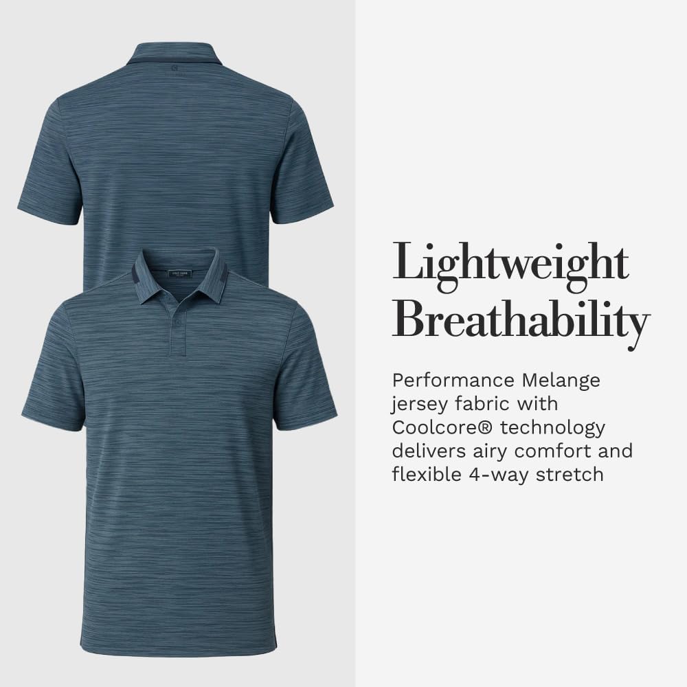 Cole Haan Founders Golf Polo Shirts for Men - Light, Breathable Mélange Knit with Coolcore Technology and a Heathered Finish