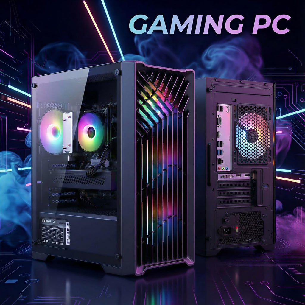 STGAubron Gaming PC Desktop Computer, Intel Core i7 up to 3.9G, GeForce RTX 3050 6G, 32GB RAM, 512GB SSD, WiFi 6, BT 5.0, RGB Fan x 4, Windows 11 Home