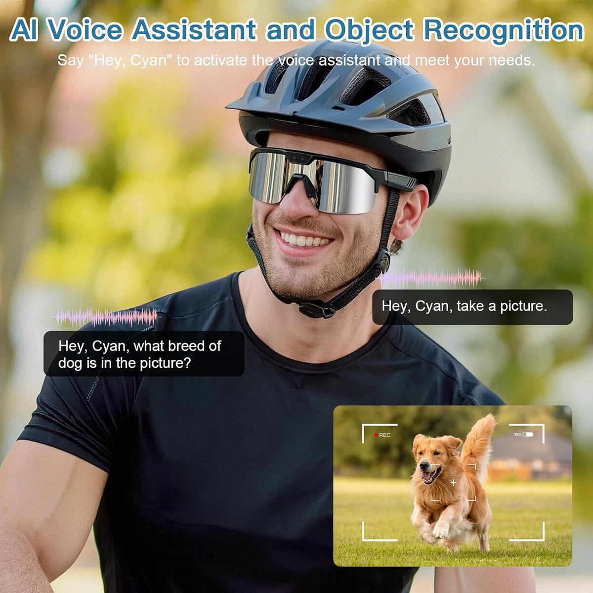 GenXenon AI Smart Glasses with Camera, 4K Video Recording Sunglasses with Camera, UV400 Polarized, Voice Assistant & 6-Axis EIS Stabilization, Unisex Bluetooth Glasses for Cycling/Hiking/Baseball -S