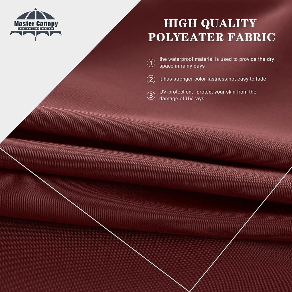 MASTERCANOPY 10FT Patio Umbrella,Outdoor Offset Cantilever Umbrella with Crank and Cross Base (Burgundy)