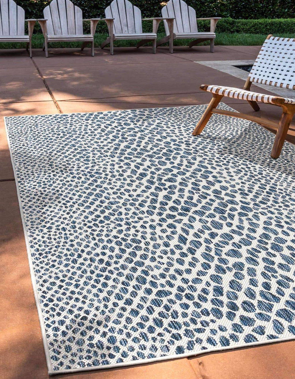 Unique Loom Outdoor Collection Area Rug - Cape Town (9' x 12' Rectangle, Blue/Ivory)