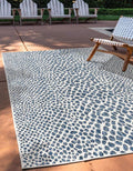 Unique Loom Outdoor Collection Area Rug - Cape Town (9' x 12' Rectangle, Blue/Ivory)