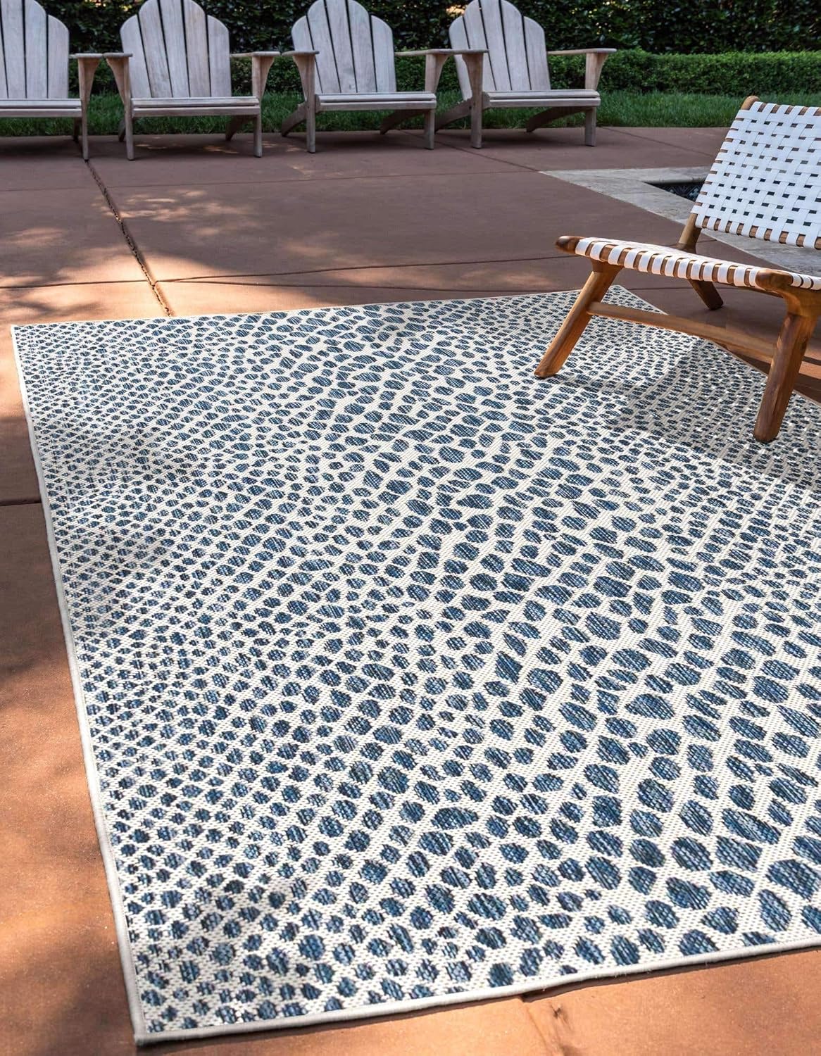 Unique Loom Outdoor Collection Area Rug - Cape Town (9' x 12' Rectangle, Blue/Ivory)