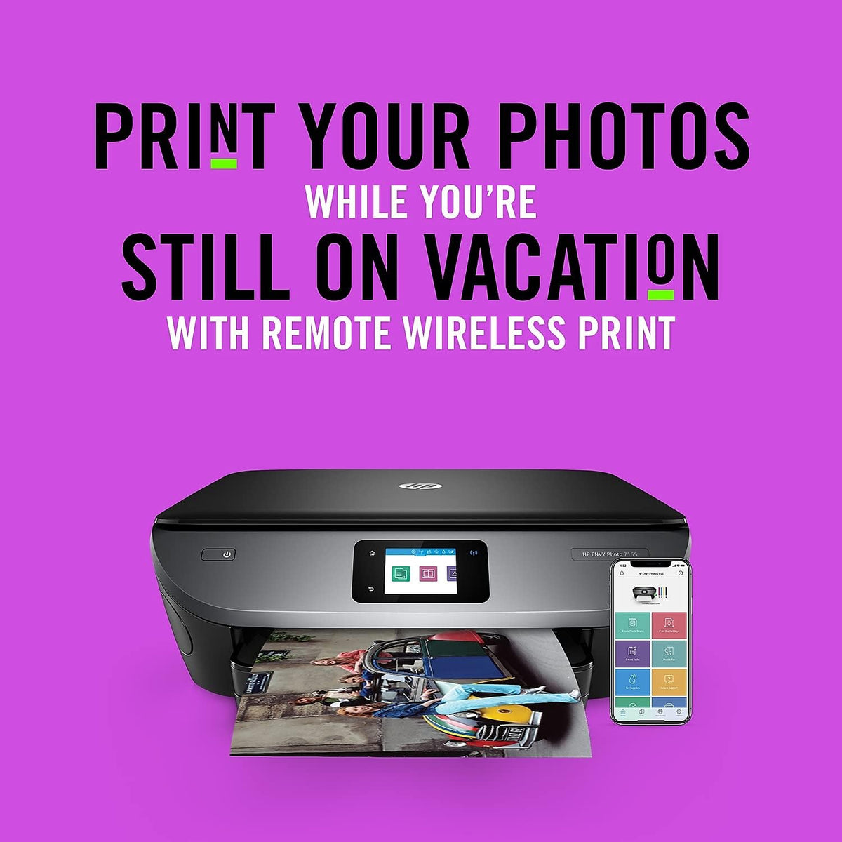HP Envy Photo 7155 All-in-One Photo Printer with Wireless Printing, Instant Ink, Works with Alexa (K7G93A)