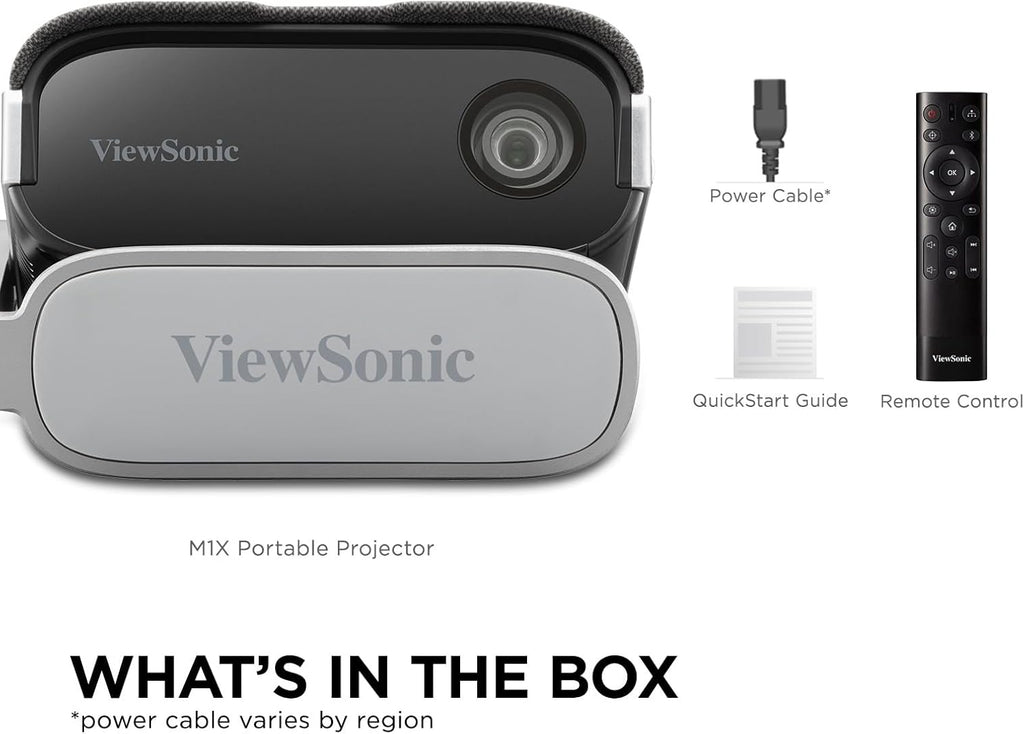ViewSonic M1X Portable LED Projector, 360-Degree Projection and Smart Stand for Easy Setup, Harman Kardon Audio, Built-In Battery, H/V Keystone, 4-Corner Adjustment, Bluetooth, Wi-Fi, USB-C, and HDMI