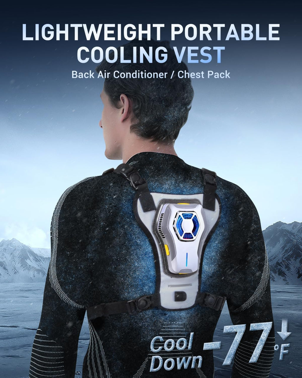 Portable Cooling Vest with Battery, Wearable Cooler with Chest Pack, Lightweight Heat Relief Gear