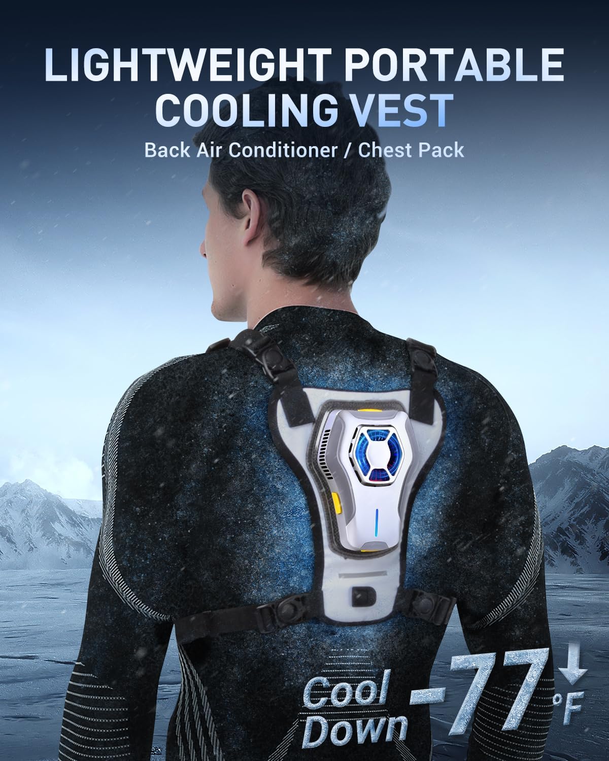 Portable Cooling Vest with Battery, Wearable Cooler with Chest Pack, Lightweight Heat Relief Gear