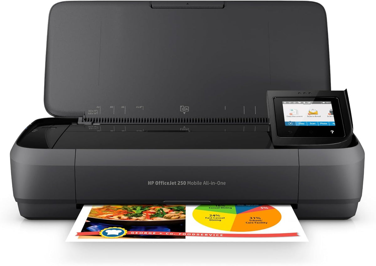 HP OfficeJet 250 Wireless Mobile Printer, Scanner, Copier - Black, Battery Included (CZ992A)