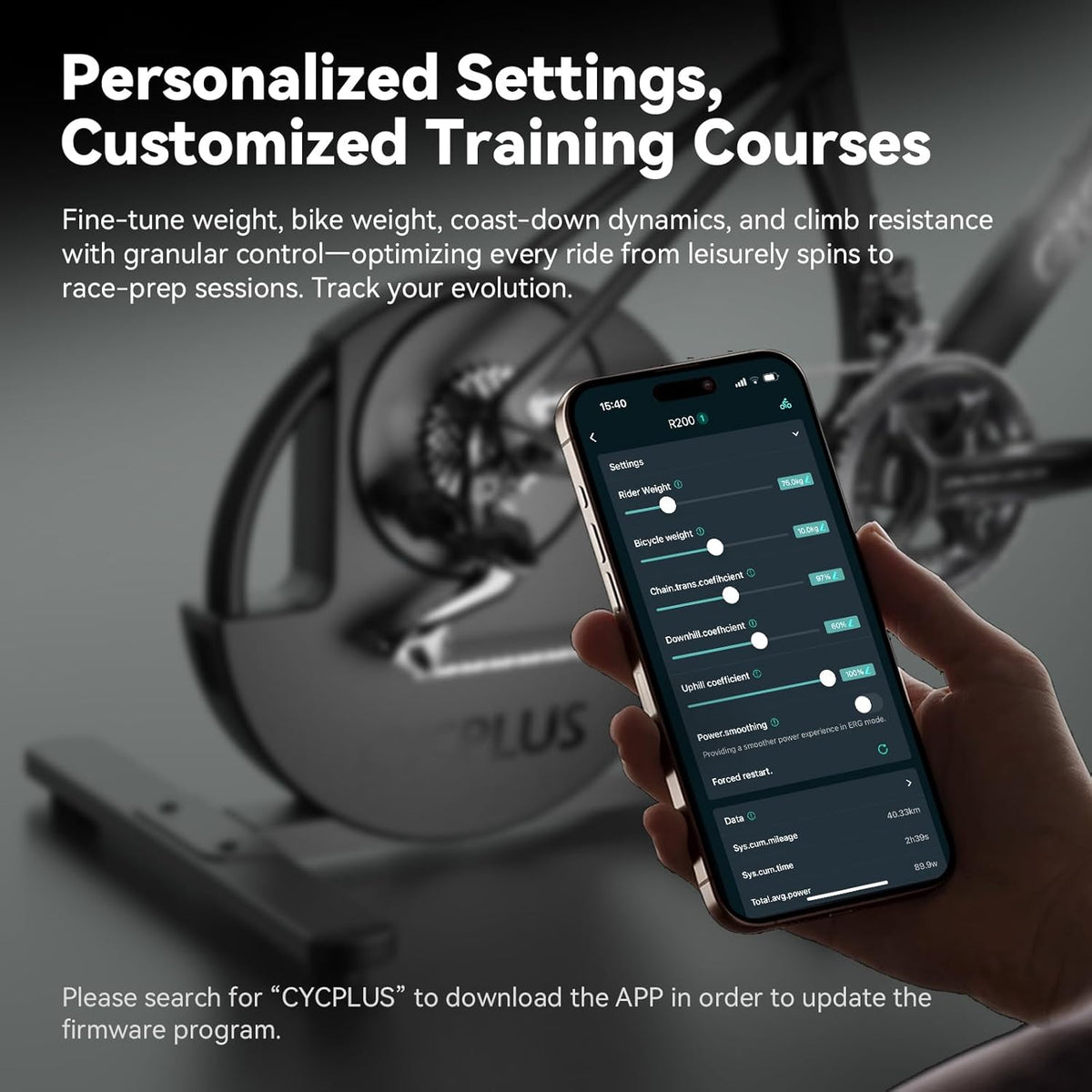 CYCPLUS R200 Smart Indoor Bike Trainer, 2200W Brushless Motor, 19% Gradient Simulator, Virtual Shifting, Uphill/Downhill Simulation, Super Silence for Realistic Indoor Cycling(Cassette Not Included)