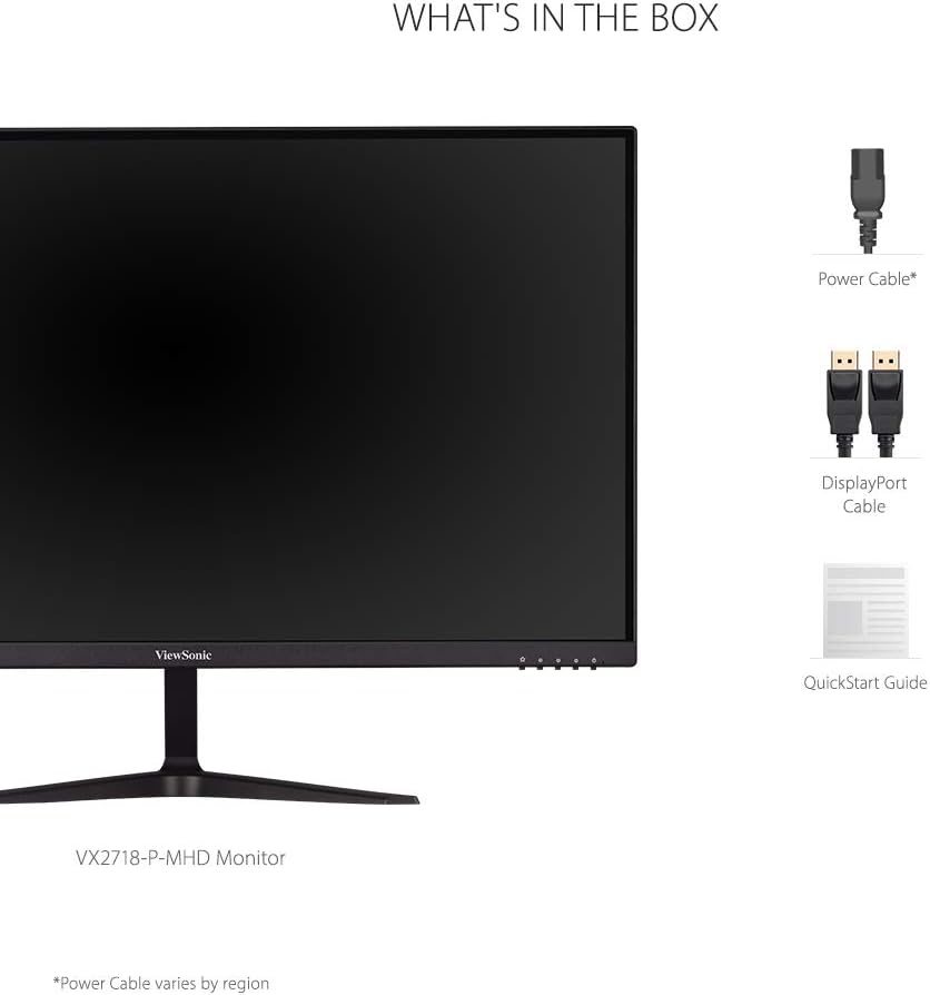 ViewSonic VX2718-P-MHD 27 Inch 1080p Gaming Monitor, 180Hz and 1ms for Smooth Gameplay, FreeSync and Eye Care Technology for Comfortable Viewing, HDMI, and DisplayPort Inputs
