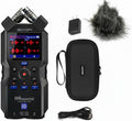 Zoom H4essential 4-Track 32-Bit Float Portable Audio Recorder Bundle with Zoom APH-4e Accessory Pack with Hairy Windscreen, Padded Shell Case, AC Adapter, & USB C-Cable