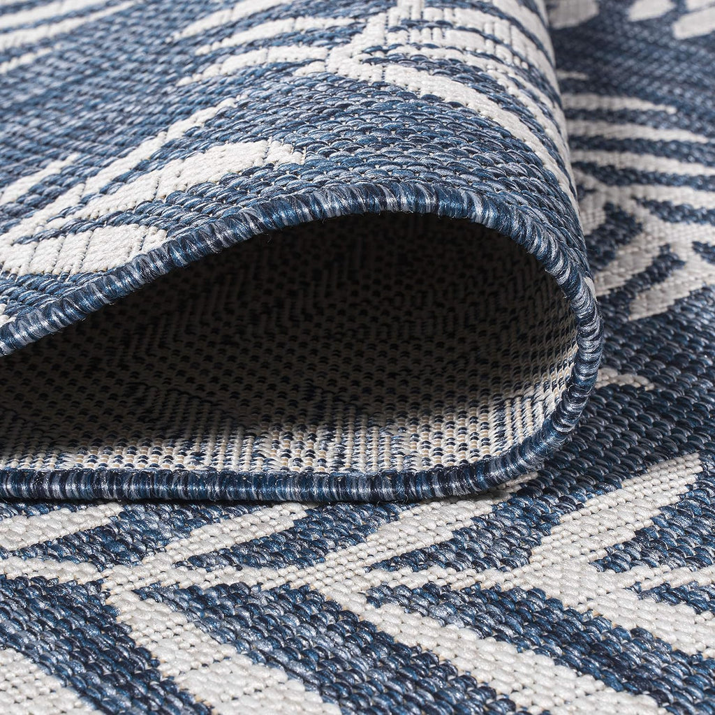 JONATHAN Y Palm Frond Indoor Outdoor Area Rug 8X10 Navy/Ivory, Nevis for Backyard, Patio, Porch, Easy-Cleaning, High Traffic, Pet-Friendly, Non-Shedding (SMB119B-8)