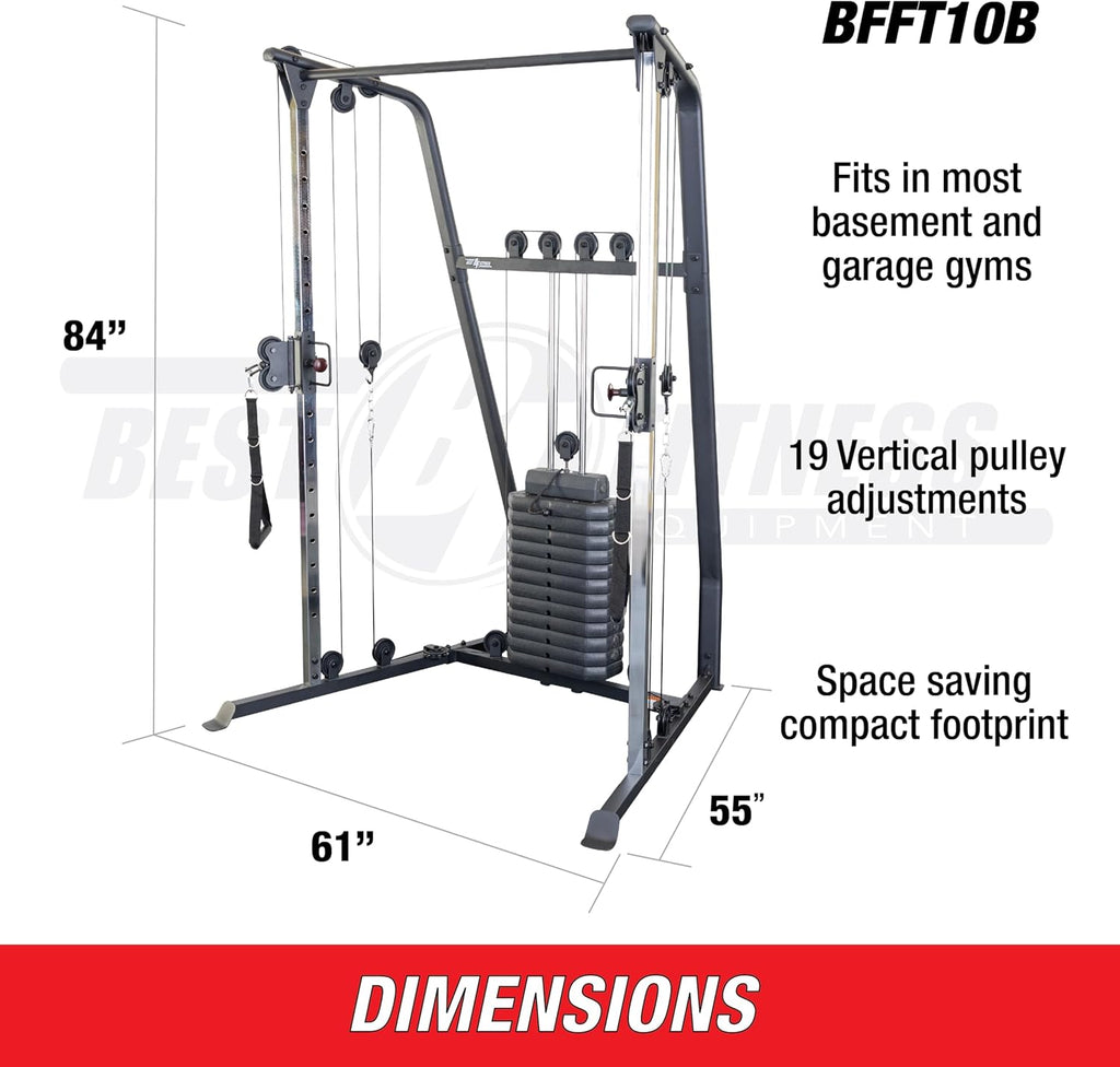Body-Solid Best Fitness Functional Trainer Cable Machine, Full Body Workout Weight Stacks, Chest and Shoulder Exercise Home Gym LAT Pulldown Machines with 190lb Weights Stack
