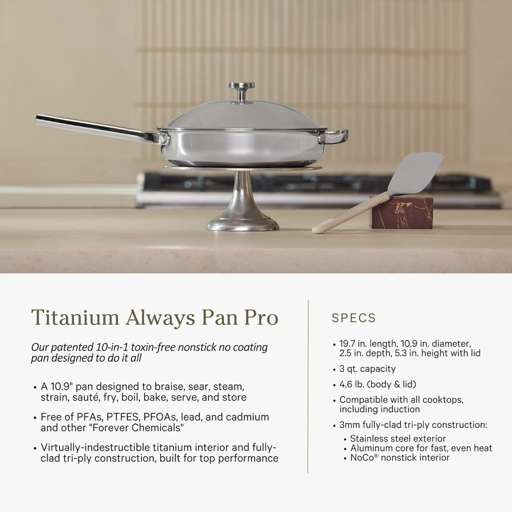 Our Place 15-Piece Titanium Pro Cookware & Bakeware Set | Tri-Ply Titanium & Stainless Steel Nonstick Fry Pans & Pots | Ceramic Nonstick Bakers & Griddle Pan | Non-toxic, PFAS-Free | Blue Salt