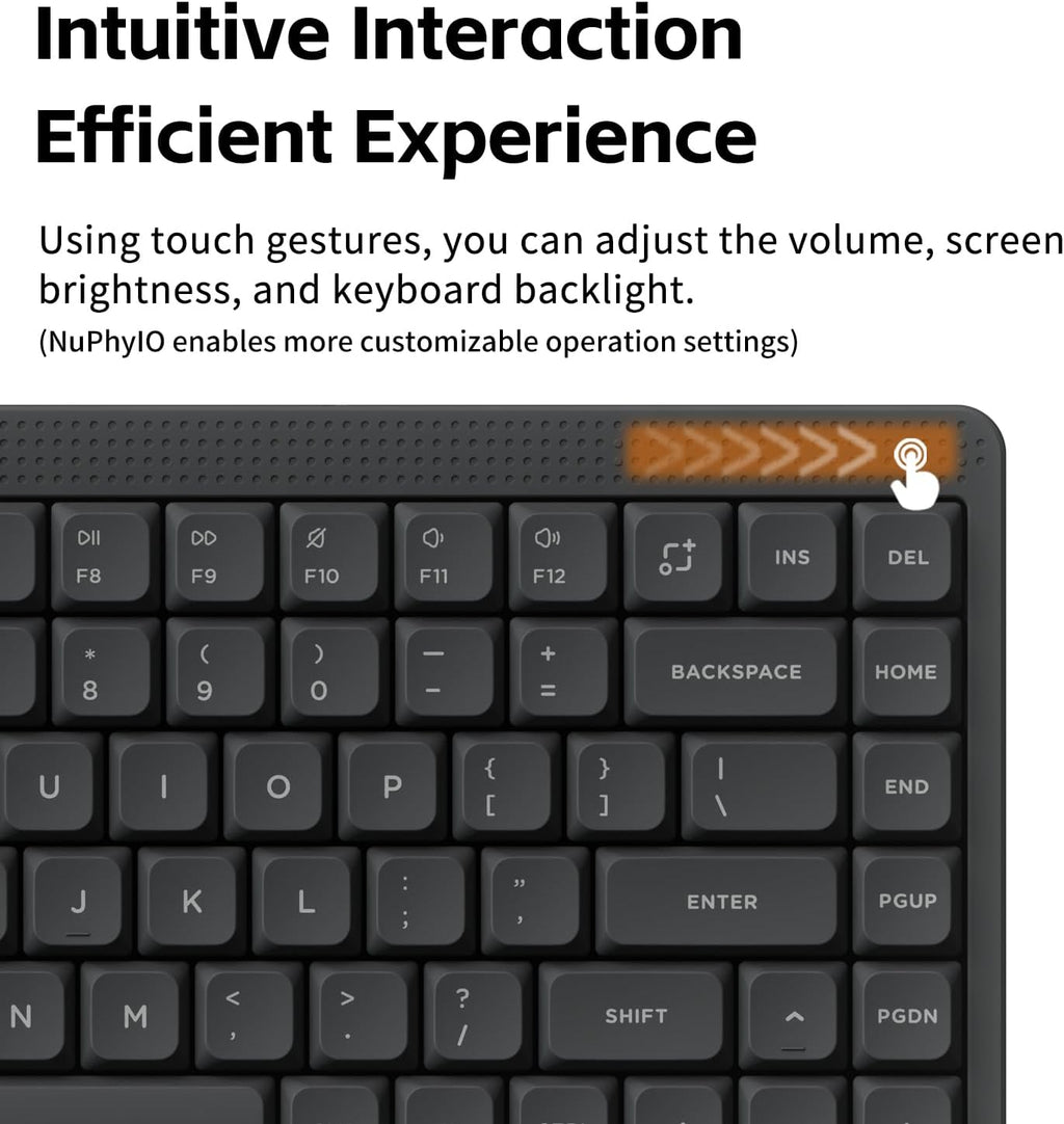 NuPhy Node75 Wireless Mechanical Keyboard, 75% Hot Swappable Custom Low Profile Keyboard, 84 Keys Computer Gaming Keyboards, Supports Touch Gestures, PBT Keycaps, RGB Backlit, Bluetooth/2.4GHz/USB-C