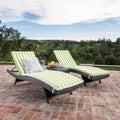 Christopher Knight Home Salem Outdoor Wicker Lounge with Water Resistant Cushions and Coffee Table, Grey / Green/ White Stripe