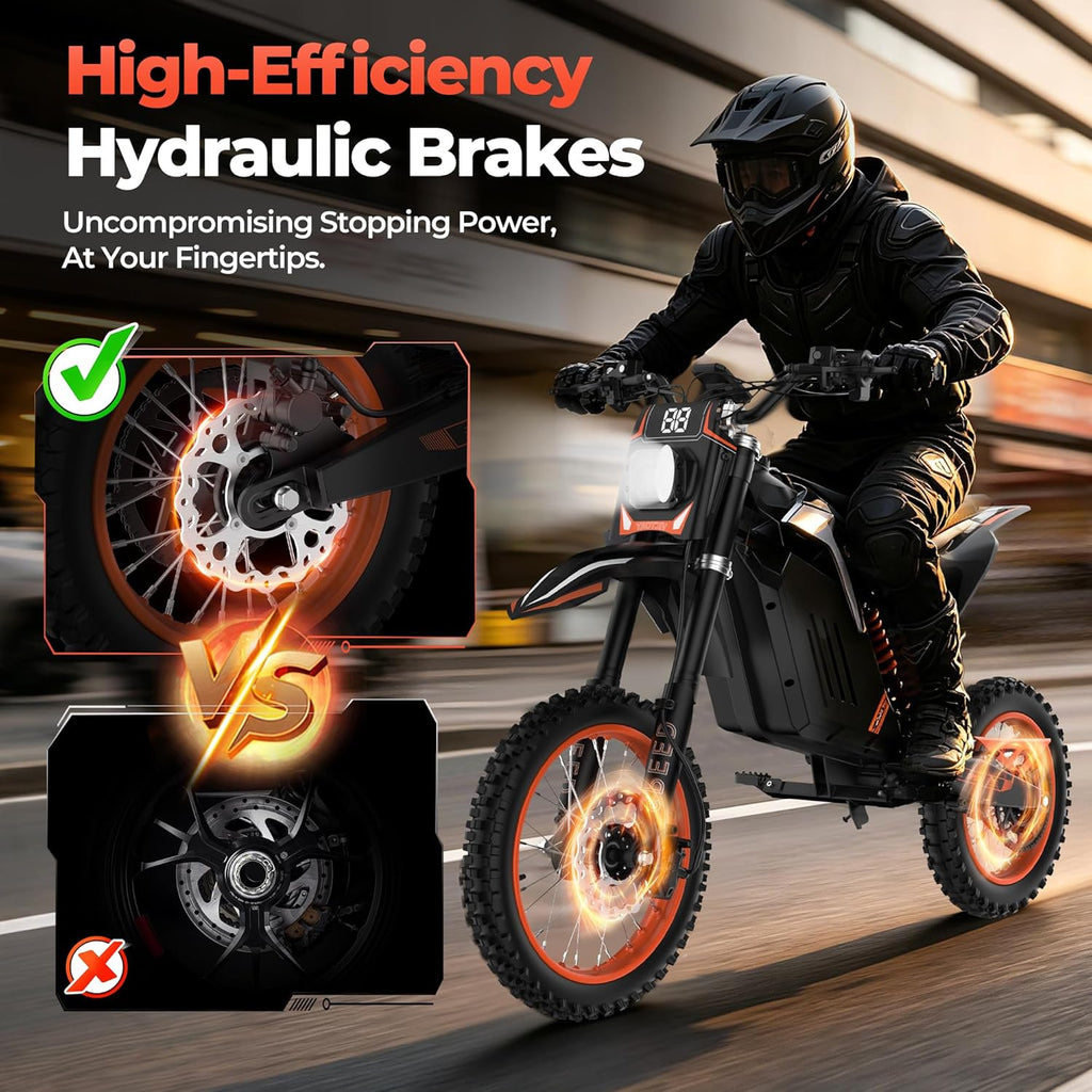 VAXEN Electric Dirt Bike for Teens & Adults, Motor 3500W Peak Mid-Drive, 40 Mph Max Speed, 48V 30AH Bttery E-Bike with 50 Miles Max Range, Off-Road E Dirt Bike with Hydraulic Nitrogen