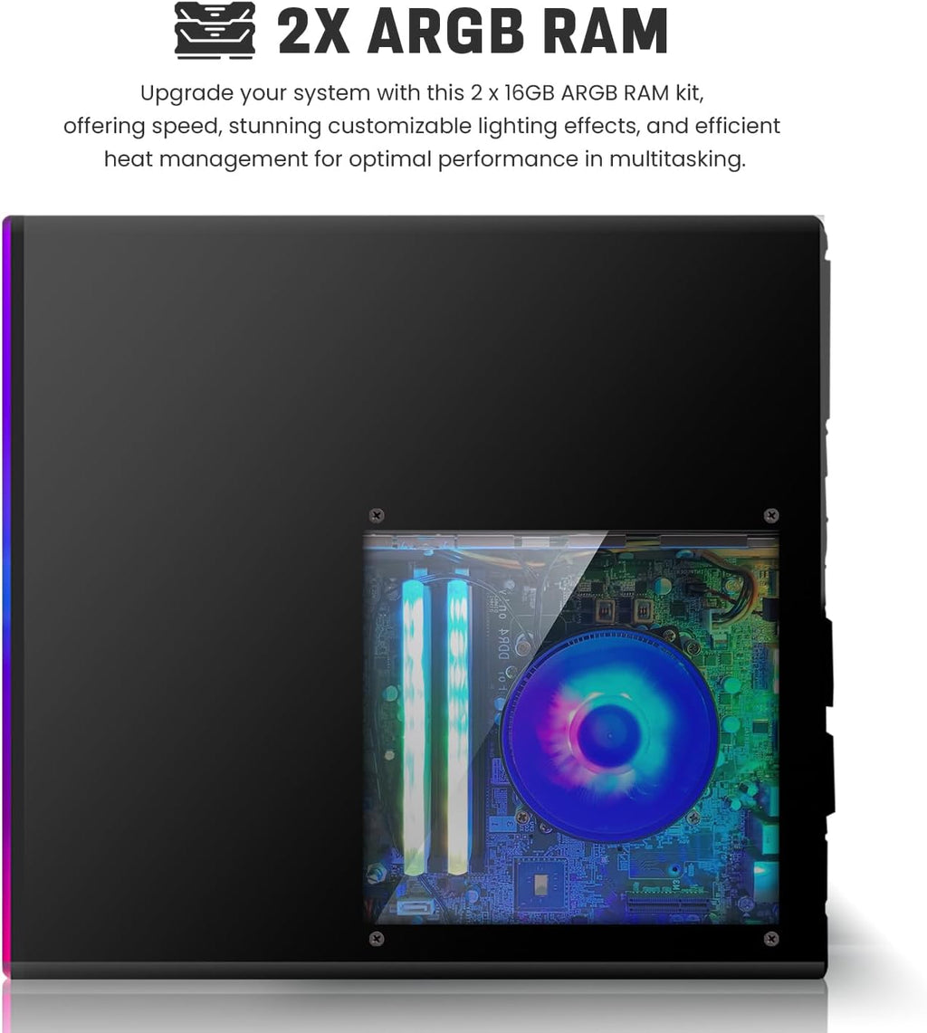 Hp Desktop Computer PC – Intel Core i5, 32GB ARGB RAM, 2TB SSD, 32 Inch Curved Monitor, RGB Keyboard with AI Copilot Key and Mouse, RGB Soundbar, Windows 11(Renewed)